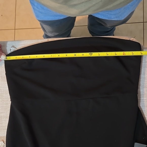 Lulus Womens Strapless NWT Elegant Black Maxi Dress With Ruffle Slit XL - Picture 6 of 8